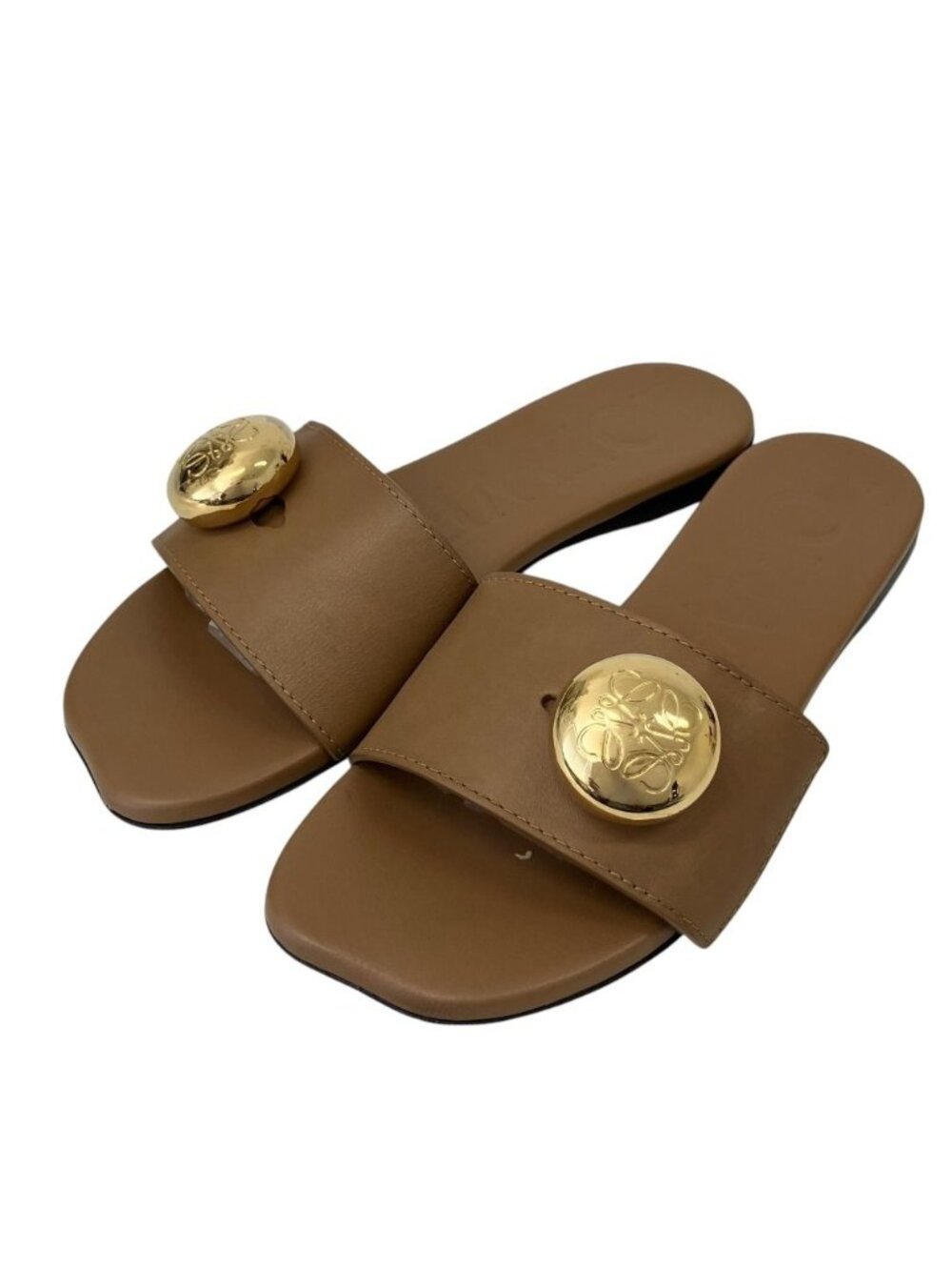 Loewe Pebble Anagram Logo Slide Sandals Beige
